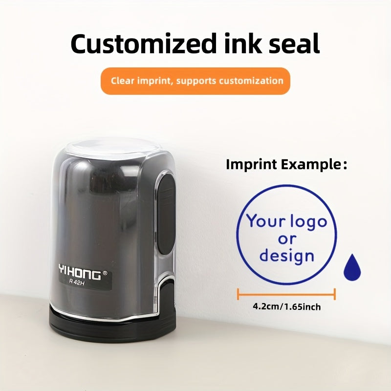 Customized Logo & Text Stamp - Personalized Anime Character Design, High-Quality Ink Seal for Business Badges and Office Use, Round Shape, Black Plastic Body, Perfect for Adding a Unique Touch to Documents, Business Badge Mak