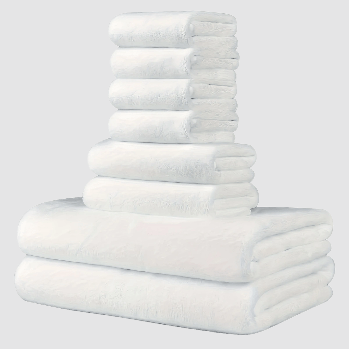 8-Pack Super Soft Coral Fleece Bath Towel Set, 2 Bath Towels 68.58 X 139.7 cm, 2 Washcloths 34.8 X 76.2 cm, 4 Square Towels 34.8 X 34.8 cm, Quick Drying, Highly Absorbent And Lightweight, Towel Bathroom Towel Set