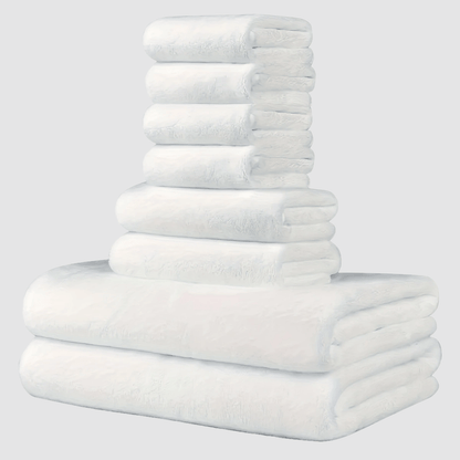 8-Pack Super Soft Coral Fleece Bath Towel Set, 2 Bath Towels 68.58 X 139.7 cm, 2 Washcloths 34.8 X 76.2 cm, 4 Square Towels 34.8 X 34.8 cm, Quick Drying, Highly Absorbent And Lightweight, Towel Bathroom Towel Set