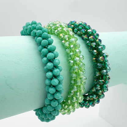 Esbbela 3pcs Bracelet Set Holiday Gift Beaded Artificial Crystal Stackable Strap Set with Elasticity Suitable for Women Men 16.51-20.32cm Daily Vacation