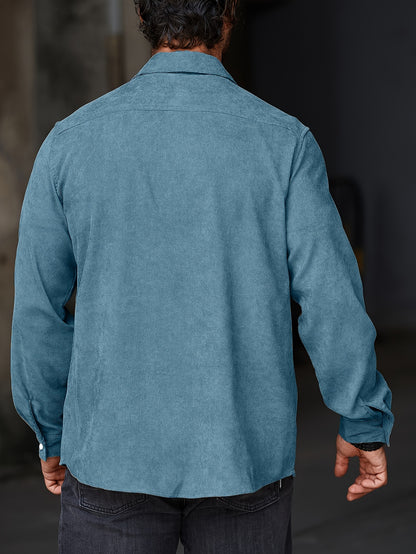 Stylish Men's Casual Lapel Shirt - Comfortable Button-Up Long Sleeve Shirt For Everyday Wear