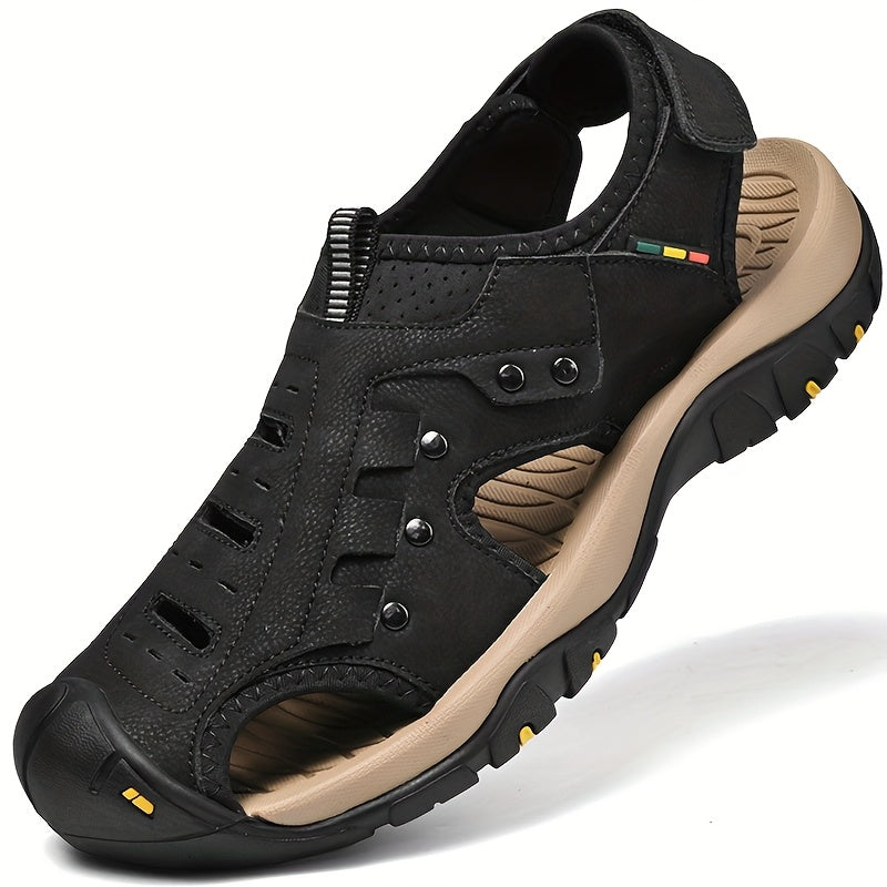 Sandálias pretas, castanhas e cinzentas para mulher - Chinelos de caminhada de verão com fecho ajustável, sola de borracha e material superior confortável para uso casual ao ar livre, sandálias com tiras.