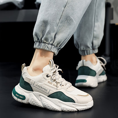 1 Pair Men's All-Season White Low-Top Sneakers - Heavy-Duty Traction PVC Sole, Lace-Up Casual Shoes for Travel, & Daily Wear - Cushioned, All-Terrain Grip (Black/White) - Versatile Outdoor & Footwear