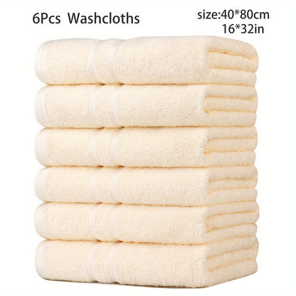 DIJOA 6-Pack Pure Cotton Towel Set, Face Wash Towels Hand Towels Bathroom Towels Lightweight Quick-Dry 40cm X 80cm 400GSM, Holiday Gift Sports Outdoor Beauty Towels Japanese Korean European Style