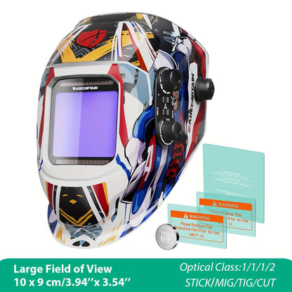 Máscara de soldadura com ecrã de visualização ampla, ARCCAPTAIN, com escurecimento automático True Color.
