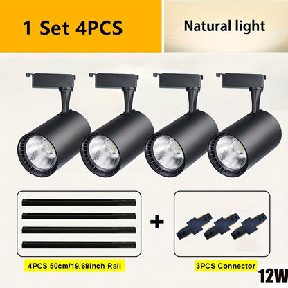 4pcs Track Light AC175-265V Set LED Track Lighting Rail Lamp LED Spot 12W 20W 30W 40W Store Home Lights