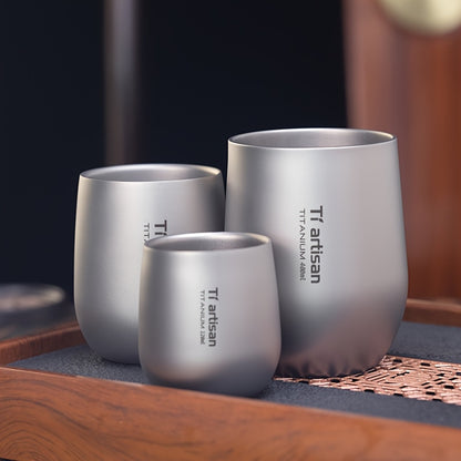 Caneca Tiartisan em titânio para exterior, 255ml/400ml, com parede dupla, ideal para chá e café, perfeita para campismo e piqueniques. Leve e portátil.