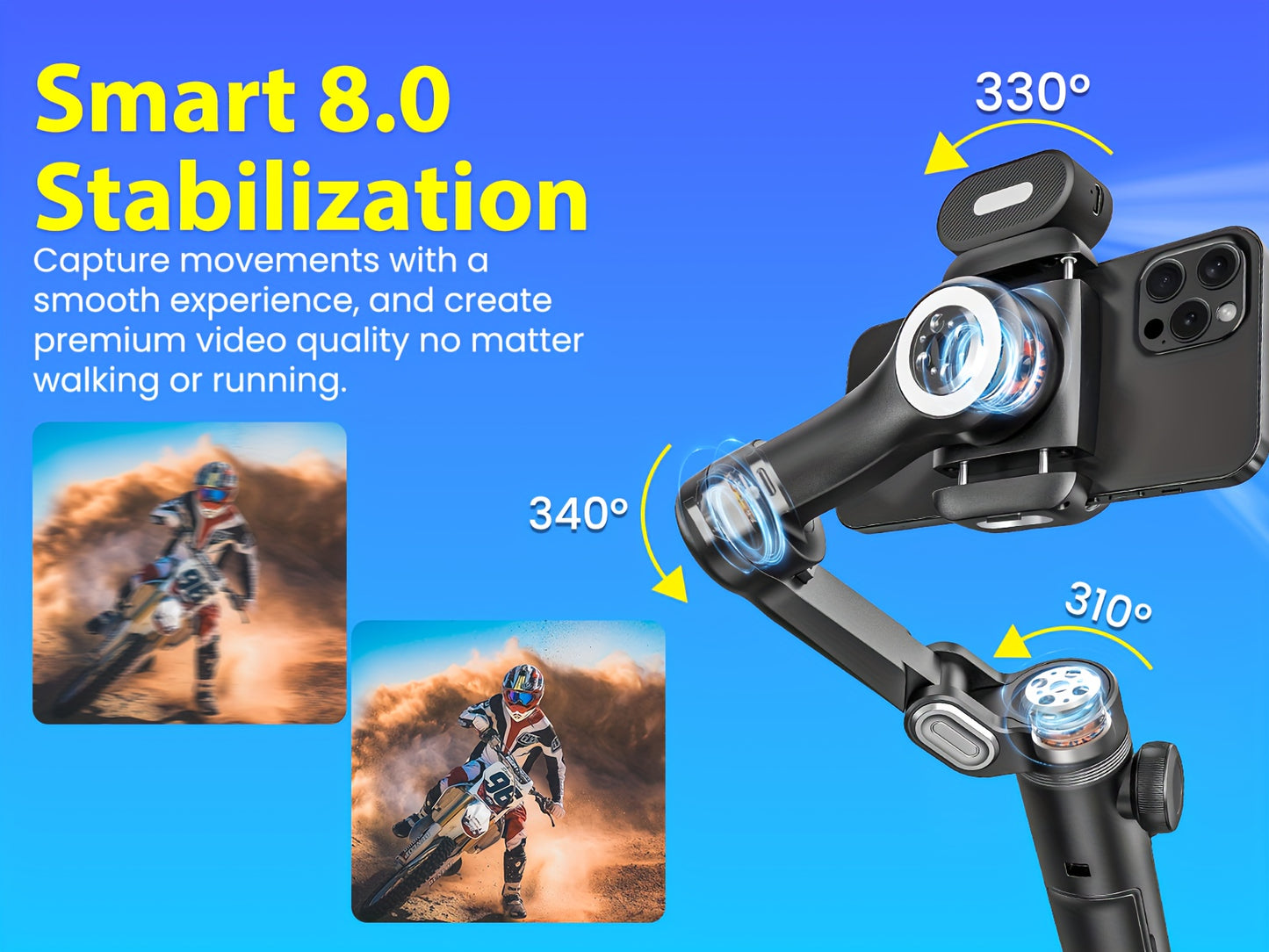 AOCHUAN Smart X Pro 3-Axis Stabilized Phone Gimbal Kit with AI Smart Control, 7-Color RGB Fill Light, OLED Display, Extendable Pole, 360° Rotation, Foldable Design, Long Battery Life, Professional Vlogging & Outdoor Shooting