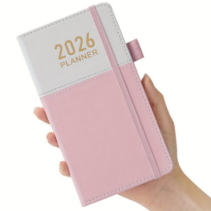 2026 Compact Planner, January 2026 to December 2026. Small monthly and weekly calendar, wallet size, 9.65 cm x 17.78 cm, with elastic band and pen loop, suitable for homeschooling or a Halloween gift.
