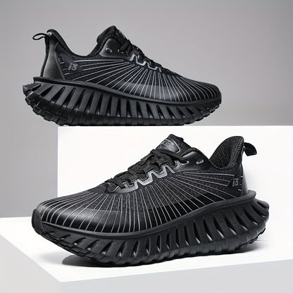 Men's Breathable Mesh Running Shoes - Lightweight, Non-Slip, Durable Hiking &amp; Fitness Shoes with Air Strap for Indoor/Outdoor Use, Gray and Green Design, Casual Sports Shoes | Modern Sneakers | Breathable Mesh Upper