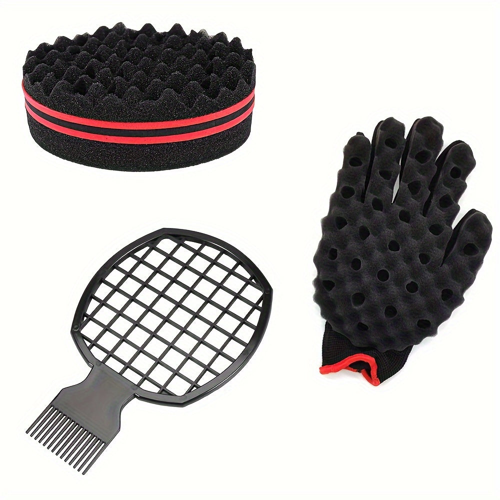 Afro Twist Hair Comb Twist Wave Barber Tool Twist Brush Curl Comb Twist Hair Sponge Twist Wave Curl Brush Comb Twist Hair Coils Comb for Natural Hair Perm comb set, sponge shaped comb, steel needle insertion comb, curling glo