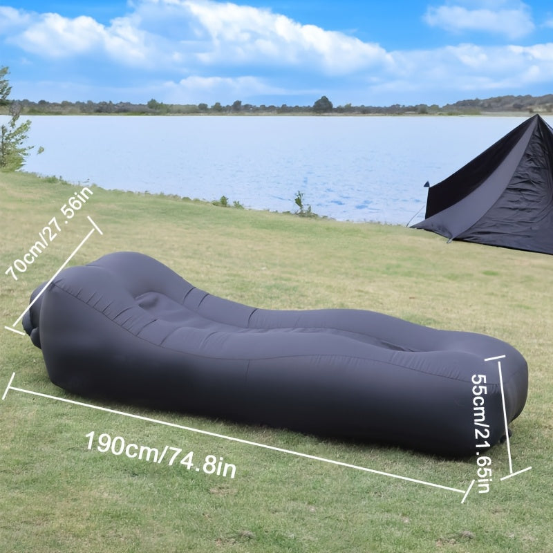 1pc Versatile Inflatable Lounger - Portable Air Sofa for Camping & Outdoor Adventures, Durable Polyester, Water & Land Use, Ideal for Festivals, Travel, and Family Events, Festival Air Mattress | Versatile Inflatable Sofa | E