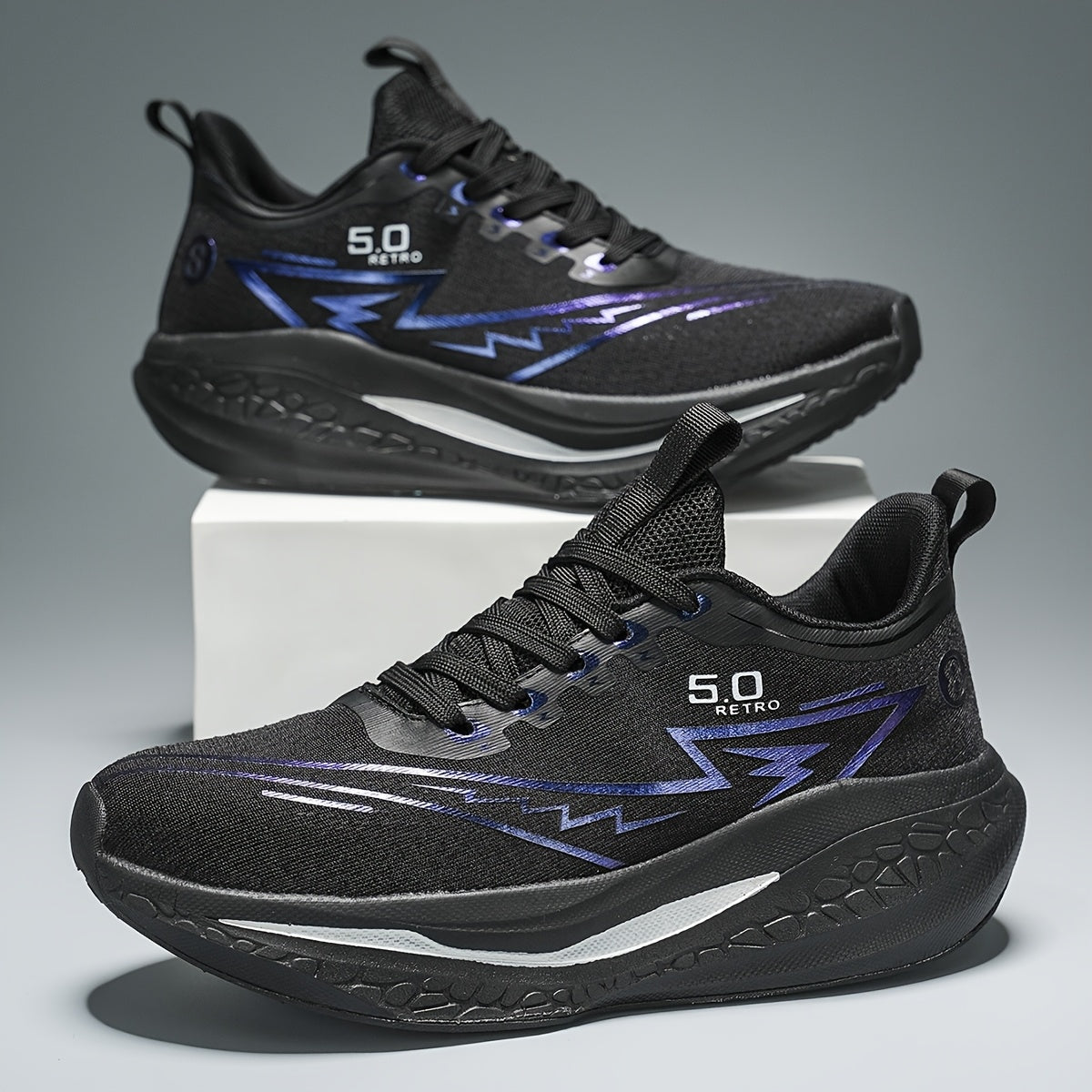 Unisex Gradient Color Breathable Running Shoes - Lightweight Cushioned EVA/TPR Sole, Geometric & Letter Print Design for Road Running, Gym, Casual Wear - All-Season Comfort Low-Top Sneakers, Gym Shoes, Athletic Footwear, Styl