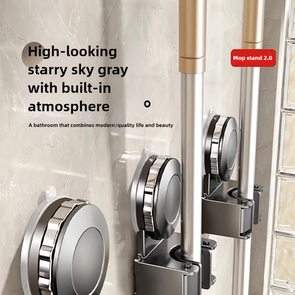 Strong Suction Cup Mop Holder Hooks, No-Drill Installation, Heavy-Duty ABS Wall Mounted Organizer for Bathroom & Kitchen, Ideal for Broom and Mop Storage, Broom Holder Wall Mount, Cleaning Tool Organizer