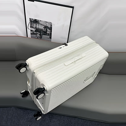 Hard Shell Spinner Luggage, Front Opening, Telescopic Handle, Durable ABS+PC Material, TSA Lock, Cup Holder, Shock Absorbing Wheels, Iron Pull Handle, No Electricity Required, No Print, for Travel