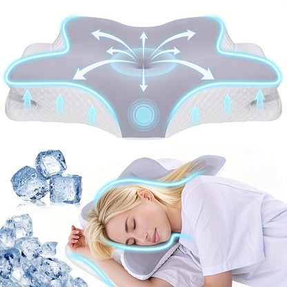 Ergonomic Butterfly-Shaped Memory Foam Pillow - Slow Rebound for Neck Support & Sleep Comfort, Ideal for Back and Side Sleepers, Machine Washable Cover, Hotel Quality, Bedding | Comfortable Sleep | Soft Texture Fabric, Pillow