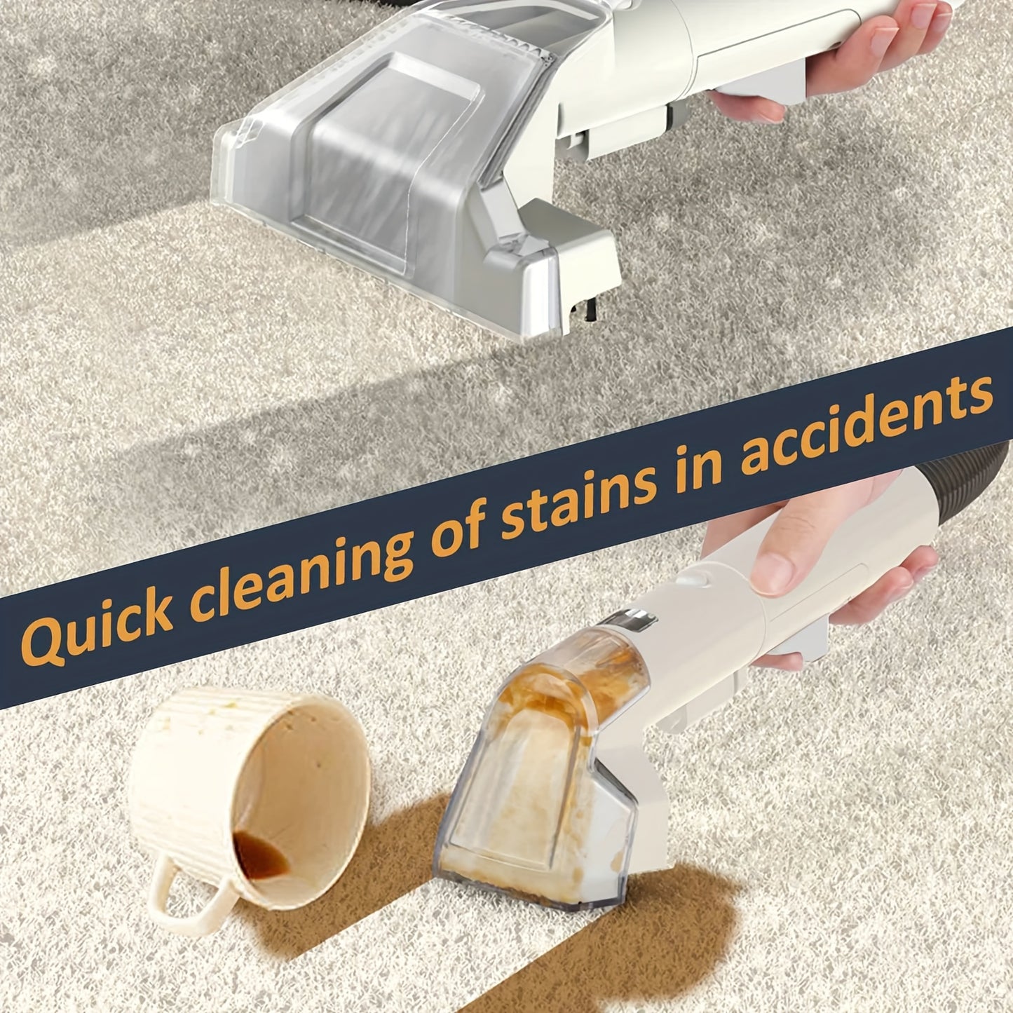 Avehrit 2-in-1 Carpet Cleaner & Vacuum Cleaner - 220-240V, Portable Handheld Design with Ergonomic Handle, Compact & Powerful for Hardwood Floors, Carpet, Sofa, Bedroom - Black, Vacuum Cleaner for Carpet, Sleek Appliance, Eff