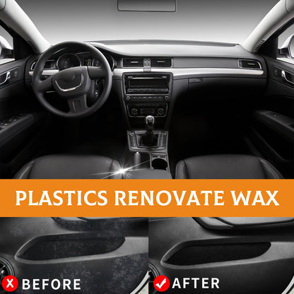 Car Plastic Renovator Wax, 50ml - PU Leather Rejuvenation, Scratch Repair for Car Bumpers and Interiors, Enhances Plastic and Leather Restoration, Prevents Aging and Whitening