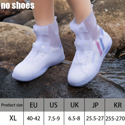 Waterproof Shoe Covers for Outdoor Work, Cycling, Skiing - Non-Slip, Durable, Soft Plastic with Adjustable Straps, White with Purple Accents, Ideal for Wet Conditions, Cycling Accessories, Sleek Design, Secure Fit Design, Wom