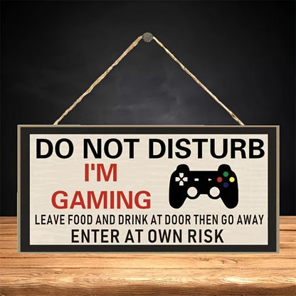 1pc "DO NOT DISTURB I'M GAMING "Bedroom Board Home Decor Wooden Sign Hanging Door Gifts Christmas Birthday Gift For Son Brother Husband
