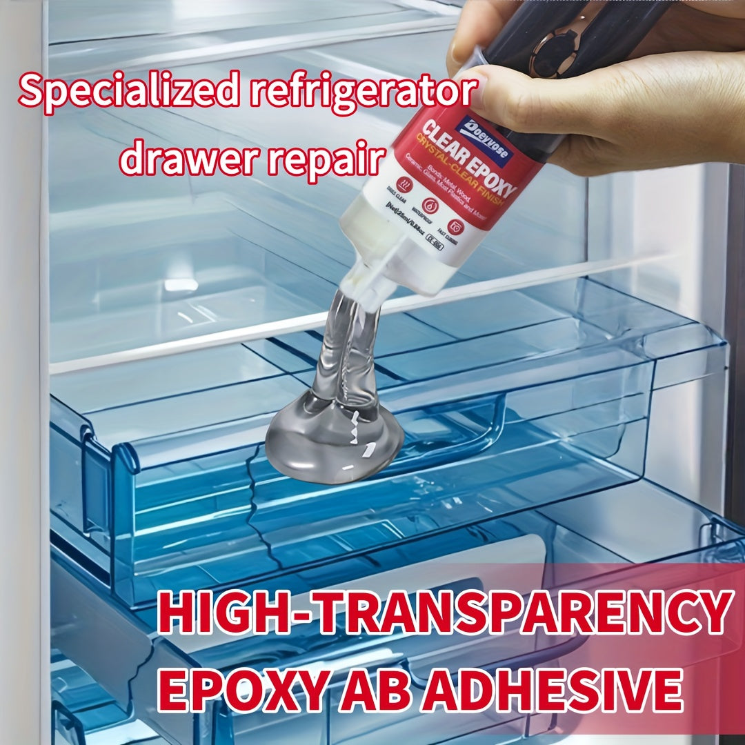 Cola adesiva epóxi transparente Doeyvose - Cola forte e impermeável, selante transparente para gavetas de frigorífico, portas, pavimentos, paredes, telhados e azulejos - Fórmula resistente semelhante à resina epóxi (25 ml/0,88 oz) - Multiusos