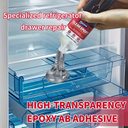 Cola adesiva epóxi transparente Doeyvose - Cola forte e impermeável, selante transparente para gavetas de frigorífico, portas, pavimentos, paredes, telhados e azulejos - Fórmula resistente semelhante à resina epóxi (25 ml/0,88 oz) - Multiusos