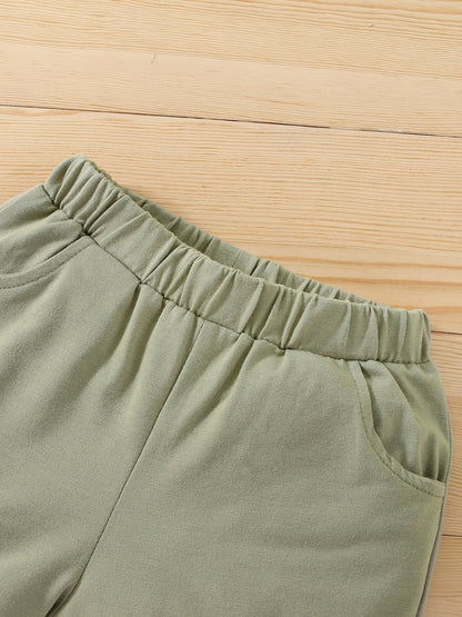 Boys' Summer Collared Animal Print Short Sleeve Shorts Set, Perfect for Outdoor