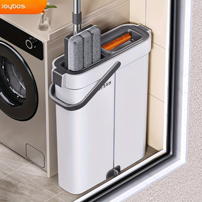 Hands-Free Flat Mop And Bucket Set with 4pcs Mop Pad- Dual-Purpose Dry And Wet Cleaning, Ideal for Bedroom, Kitchen, Living Room, Bathroom - Durable Plastic, for Household And Floor Cleaning, Tile Marble Floor Cleaning Mop Cl