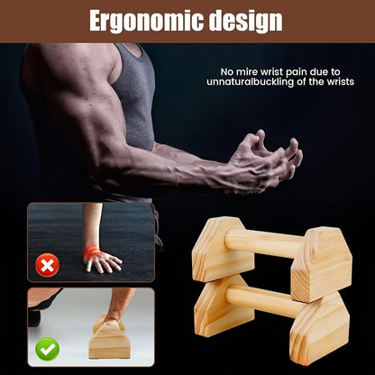 Push-ups, solid wood stands, single parallel bars, wooden push-ups, handstands, exercises, fitness,suitable for home, outdoor fitness, push-up trainers