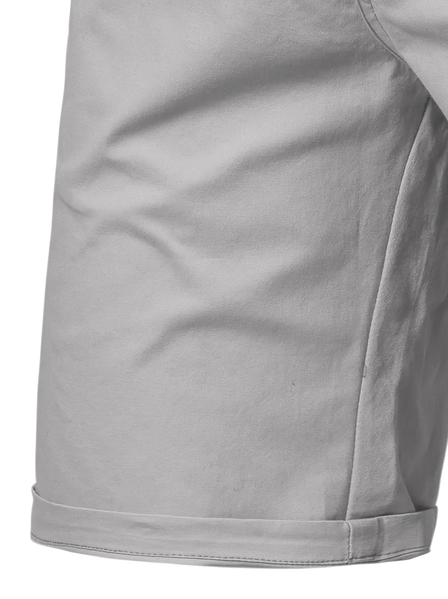 Men'S Classic Solid Color Polyester Short Pants, Casual Golf Wear, Mid Waist, Regular Fit, Slight Stretch Fabric, with Pocket