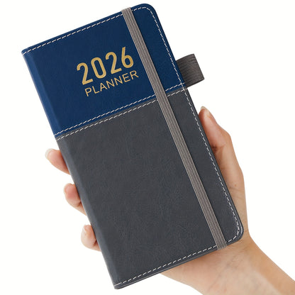 2026 Compact Planner, January 2026 to December 2026. Small monthly and weekly calendar, wallet size, 9.65 cm x 17.78 cm, with elastic band and pen loop, suitable for homeschooling or a Halloween gift.