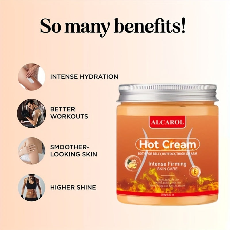 ALCAROL Thermal Cream 250g - Turmeric & Vitamin E Abdomen, Buttocks, Thighs and Arms Thermal Cream | Strong Firming + Deep Moisturizing + Promoting Perspiration | Exercise Burning Improves | Suitable for All Light Beige Types
