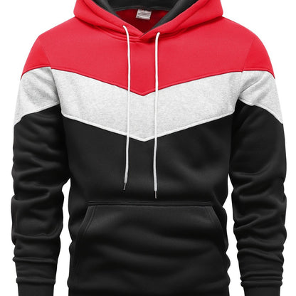 Men's Color Block Hoodie - Casual Graphic Design Pullover With Kangaroo Pocket For Winter And Fall Streetwear - Great Gift