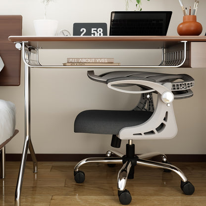 Ergonomic Office Chair with Foldable Space-Saving Design, Breathable Mesh Back &amp; Adjustable Lumbar Support, Flip-Up Armrests, Height-Adjustable - Heavy-Duty Plastic Frame, Foam Padding, White/Black Color Options - Ideal for H