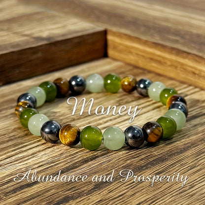 1pc CHENGYOUGE Women's Bohemian Bracelet - Natural Green, August Birthstone Jewelry, Everyday & Special Occasion Bracelet, Year-Round Elegant Beaded Chain for Women, Birthday Mother's Day Gift