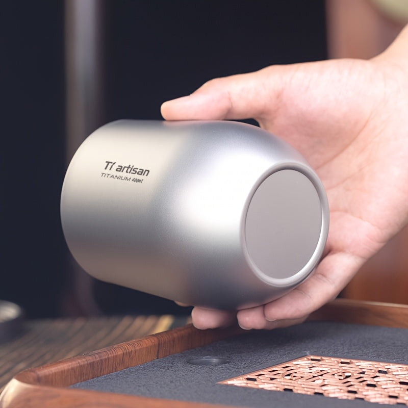 Caneca Tiartisan em titânio para exterior, 255ml/400ml, com parede dupla, ideal para chá e café, perfeita para campismo e piqueniques. Leve e portátil.