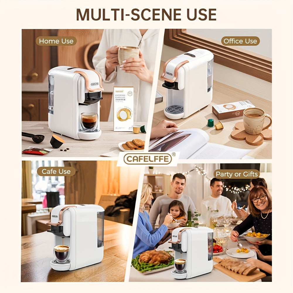 CAFELFFE Multifunctional Capsule Coffee Machine | Italian Espresso Machine | Hot and Cold Use | Quick Heating | Compatible with NES Capsules, DG Capsules, ESEpod | Automatic Coffee Maker for Home and Office | Great Gift for D