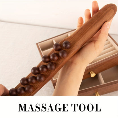 1pc Massage Tools For Body With 31 Beads, Muscle Shaping, Wooden Massage Stick For Back, Neck, Hand, Leg, Waist