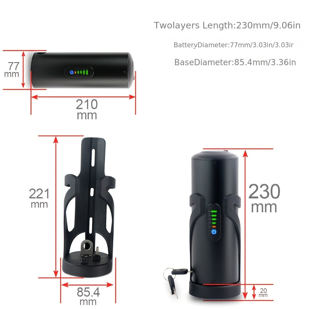 36V 10.5Ah High-Capacity E-Battery with door and lock - Compatible with 250W/350W/500W motors, Bafang BBS01 system, 800 cycle life, 5 years, lightweight and durable aluminum construction, 20A fast charging, compatible with front/rear wheel motors.
