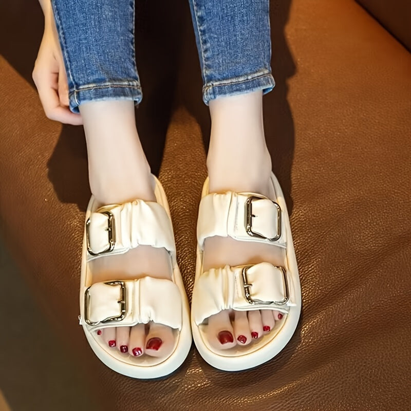 Cool Slippers for Women, New Style Thick Sole Casual Anti-slip Beach Slippers for Pregnant Women in Summer 2024, High-end One-Word Slippers
