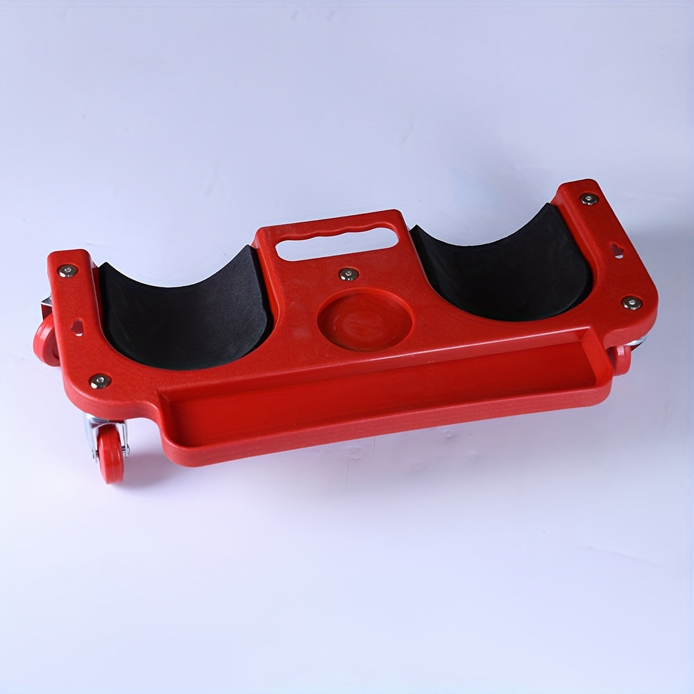 1pc Red & Black Rolling Kneeling Pad with Wheels & Built-In Tool Tray - Comfortable Cushioned Metal Platform for Carpenters, Machine Workers, Flooring & Auto Repairs