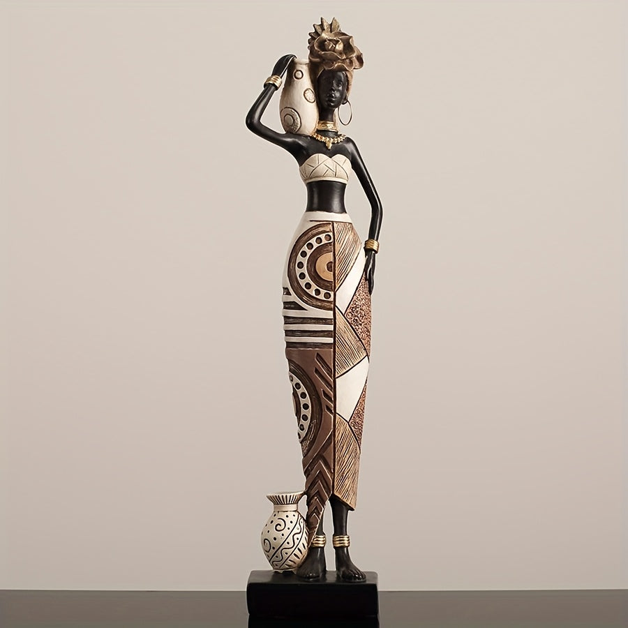African Tribal Resin Figurine Hand-Painted Geometric Patterns 5 Styles