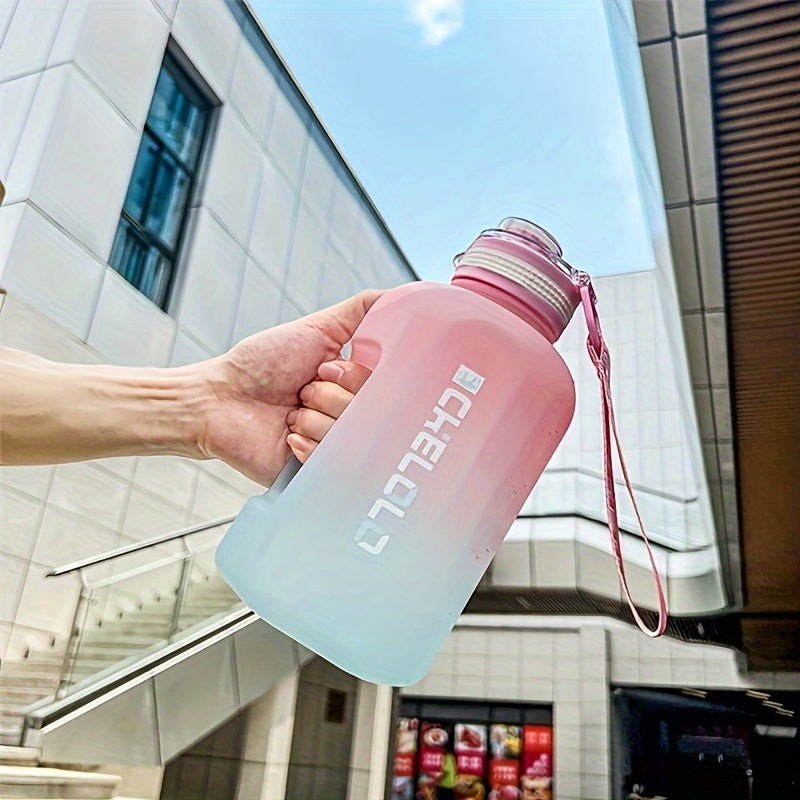 1pc, Water Bottle, Sports Water Bottle With Handle, Plastic Water Bottle, Gradient Color Large Capacity Water Bottle, Frosted Fashion Water Bottle, Outdoor Sports Bottles, 2200ml/77.93oz