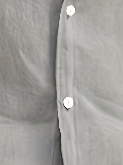 Camisa de homem em algodão de manga comprida e cor sólida com botões, modelo com lapela, ideal para a primavera e outono.