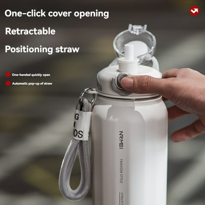 NIRMEI 316 Stainless Steel Insulated Sports Water Bottle with Straw - Leak-Proof, Dual-Use for Hot & Cold Beverages, Car Cup Holder Design, Matte Finish, Portable & Durable for Outdoor Activities, Festive Gift for Valentine'S