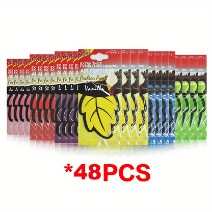 3-60pcs Car Air Freshener Natural Scented Tea Paper Auto Hanging Vanilla Perfume Fragrance Leaf Shape Car Interior Accessories Christmas Gift