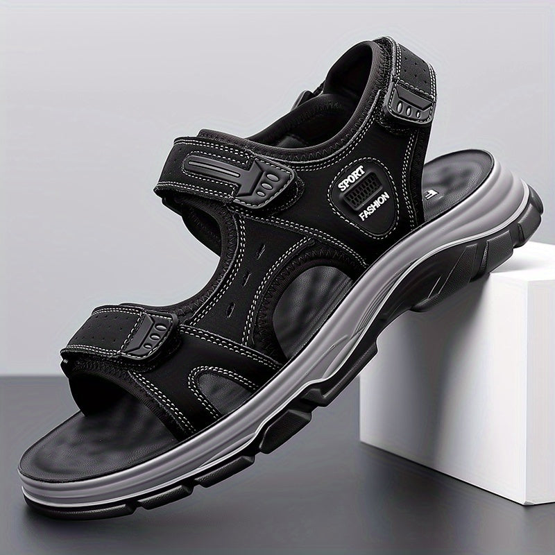 Men's Outdoor Sport Sandals, Athletic Open Toe Walking Sandals with Adjustable Hook and Loop Straps, Comfortable Cushioned Non-Slip Sole for Hiking, Beach, Travel, and Summer Water Activities