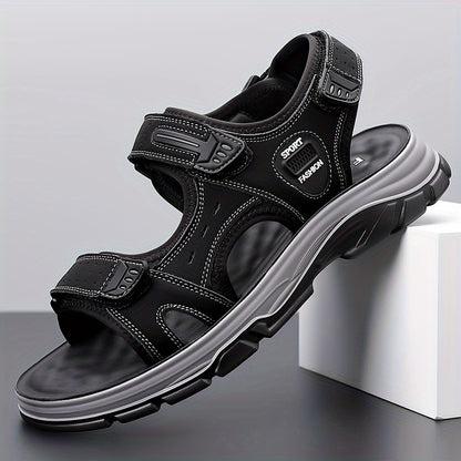 Men's Outdoor Sport Sandals, Athletic Open Toe Walking Sandals with Adjustable Hook and Loop Straps, Comfortable Cushioned Non-Slip Sole for Hiking, Beach, Travel, and Summer Water Activities