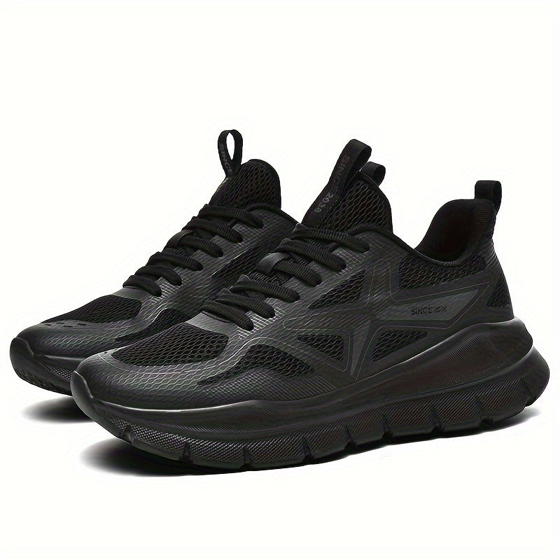 Men's Breathable Sneakers - Stylish Solid Color, Shock-Absorbing for Running and Casual Wear, Durable & Comfortable