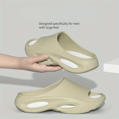 Chinelo de homem tamanho grande antiderrapante em EVA - Design bicolor preto e branco, sola acolchoada confortável para uso casual diário.